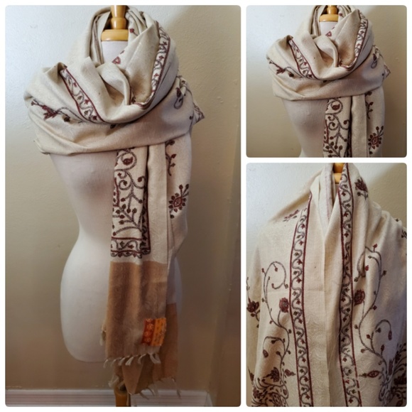 Accessories Pure Oswal Indian Shawl Scarf Wrap Beige Poshmark - Main Image